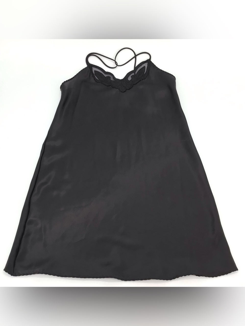 Vintage Lime Star Babydoll Satin Black Chemise Nightie No Size